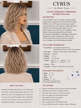 Cyrus in Sparkling Champagne Blonde-Rooted by Belle Tress ICONS Collection